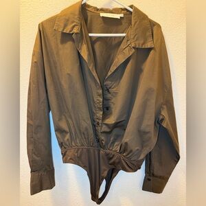 Astr the label Chocolate Button-Up bodysuit